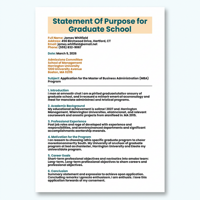 Statement of Purpose for Graduate School