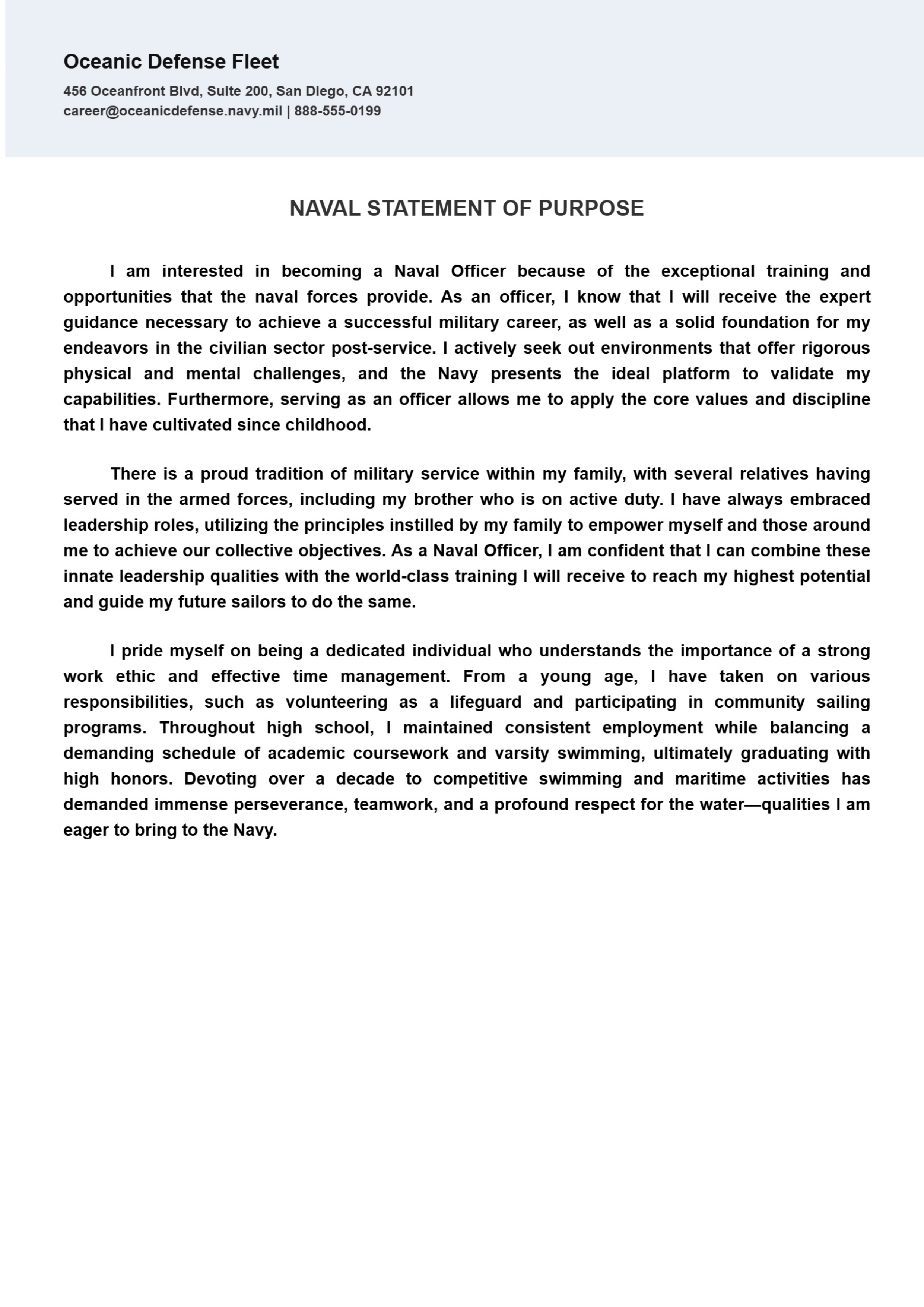 Navy Statement of Purpose
