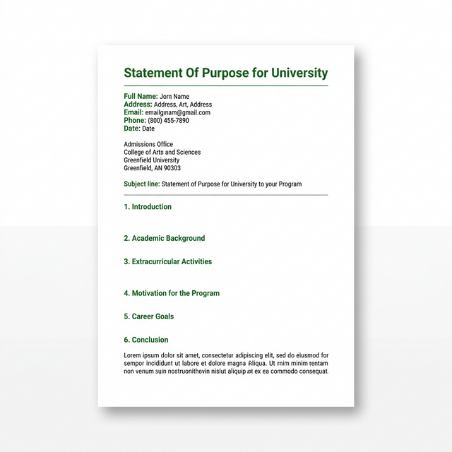 Statement of Purpose for University